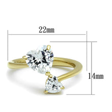 Load image into Gallery viewer, Gold Womens Ring Anillo Para Mujer y Ninos Unisex Kids Stainless Steel Ring with AAA Grade CZ in Clear - ErikRayo.com
