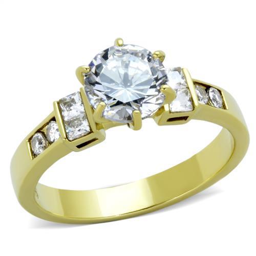 Gold Womens Ring Anillo Para Mujer Stainless Steel Ring with AAA Grade CZ in Clear Forli - Jewelry Store by Erik Rayo