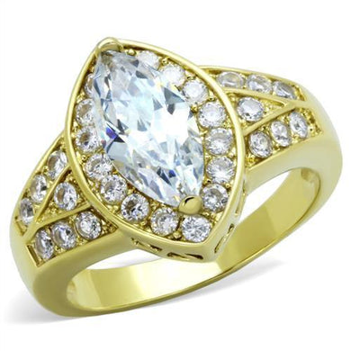 Gold Womens Ring Anillo Para Mujer Stainless Steel Ring with AAA Grade CZ in Clear Modena - Jewelry Store by Erik Rayo