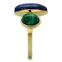 Load image into Gallery viewer, Gold Womens Ring Anillo Para Mujer y Ninos Unisex Kids Stainless Steel Ring with Precious Stone Lapis in Montana - Jewelry Store by Erik Rayo
