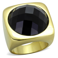 Load image into Gallery viewer, Gold Womens Ring Anillo Para Mujer Stainless Steel Ring with Stone in Jet Portici - Jewelry Store by Erik Rayo
