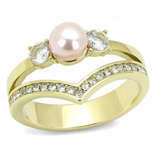 Load image into Gallery viewer, Gold Womens Ring Anillo Para Mujer y Ninos Unisex Kids Stainless Steel Ring with Synthetic Pearl in Rose - ErikRayo.com
