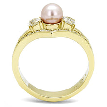 Load image into Gallery viewer, Gold Womens Ring Anillo Para Mujer Stainless Steel Ring with Synthetic Pearl in Rose - Jewelry Store by Erik Rayo
