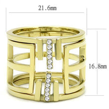 Load image into Gallery viewer, Gold Womens Ring Anillo Para Mujer Stainless Steel Ring with Top Grade Crystal in Clear Aguilar - Jewelry Store by Erik Rayo
