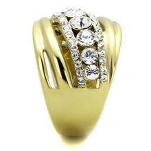 Load image into Gallery viewer, Gold Womens Ring Anillo Para Mujer Stainless Steel Ring with Top Grade Crystal in Clear Alatri - Jewelry Store by Erik Rayo
