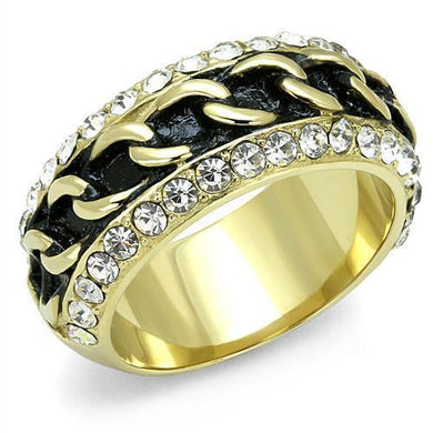 Gold Womens Ring Anillo Para Mujer Stainless Steel Ring with Top Grade Crystal in Clear Boneo - Jewelry Store by Erik Rayo