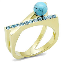Load image into Gallery viewer, Gold Womens Ring Anillo Para Mujer Stainless Steel Ring with Turquoise - Jewelry Store by Erik Rayo
