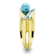 Load image into Gallery viewer, Gold Womens Ring Anillo Para Mujer Stainless Steel Ring with Turquoise - Jewelry Store by Erik Rayo
