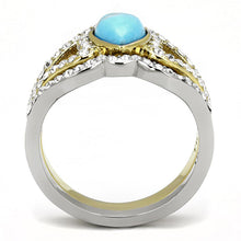 Load image into Gallery viewer, Gold Womens Ring Anillo Para Mujer Stainless Steel Ring with Turquoise in Turquoise - Jewelry Store by Erik Rayo
