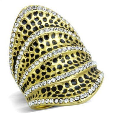 Gold Womens Ring Leopard Anillo Para Mujer y Ninos Unisex Kids 316L Stainless Steel Ring with Top Grade Crystal in Clear Trieste - Jewelry Store by Erik Rayo