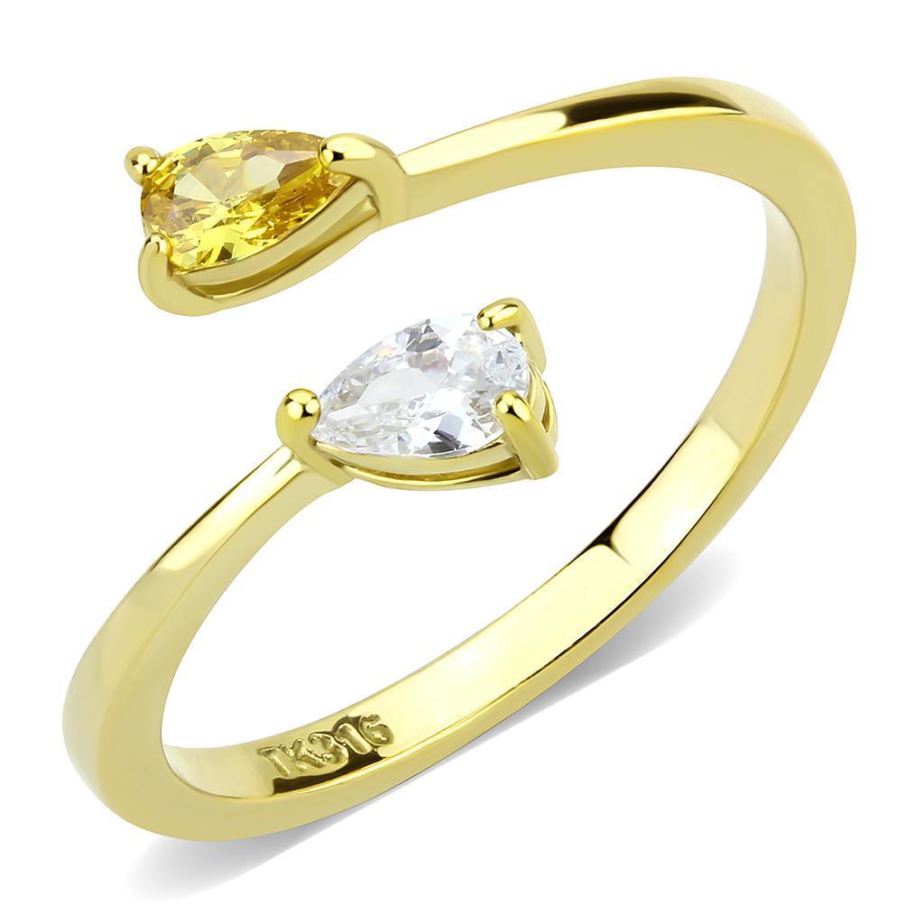 Gold Womens Ring Yellow Zircoin 316L Stainless Steel Anillo Color Oro Amarillo Para Mujer Acero Inoxidable - Jewelry Store by Erik Rayo