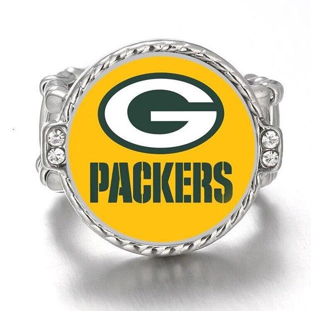 Green Bay Packers Ring Adjustable Jewelry Silver Plated Mens Womens Chain Football NFL Team - One Size Fits All - ErikRayo.com