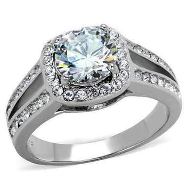 Halo Round Cut CZ Stainless Steel Engagement Halo Ring Women's 2.95 Ct - ErikRayo.com