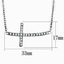 Load image into Gallery viewer, Horizontal Cross Necklace in Silver for Men and Women High polished (no plating) Stainless Steel Necklace with Top Grade Crystal in Clear - ErikRayo.com
