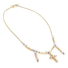 Load image into Gallery viewer, Italian 14k Two Tone Gold Ball Beads &amp; Cross Charm Anklet Bracelet 9&quot; for Women - Jewelry Store by Erik Rayo
