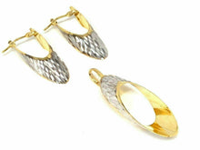 Load image into Gallery viewer, Italian 14k Two Tone Gold Diamond Cut Earrings &amp; Pendant Set - Jewelry Store by Erik Rayo
