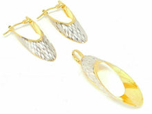 Load image into Gallery viewer, Italian 14k Two Tone Gold Diamond Cut Earrings &amp; Pendant Set - Jewelry Store by Erik Rayo
