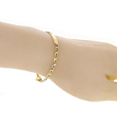 Italian 14k Two Tone Gold Engravable Baby Kids ID Mariner Bracelet - Jewelry Store by Erik Rayo