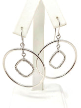 Load image into Gallery viewer, Italian 14k White Gold Hollow Round Dangling Earrings 2.25&quot; - ErikRayo.com
