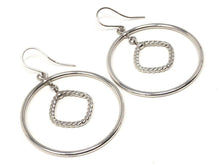 Load image into Gallery viewer, Italian 14k White Gold Hollow Round Dangling Earrings 2.25&quot; - Jewelry Store by Erik Rayo
