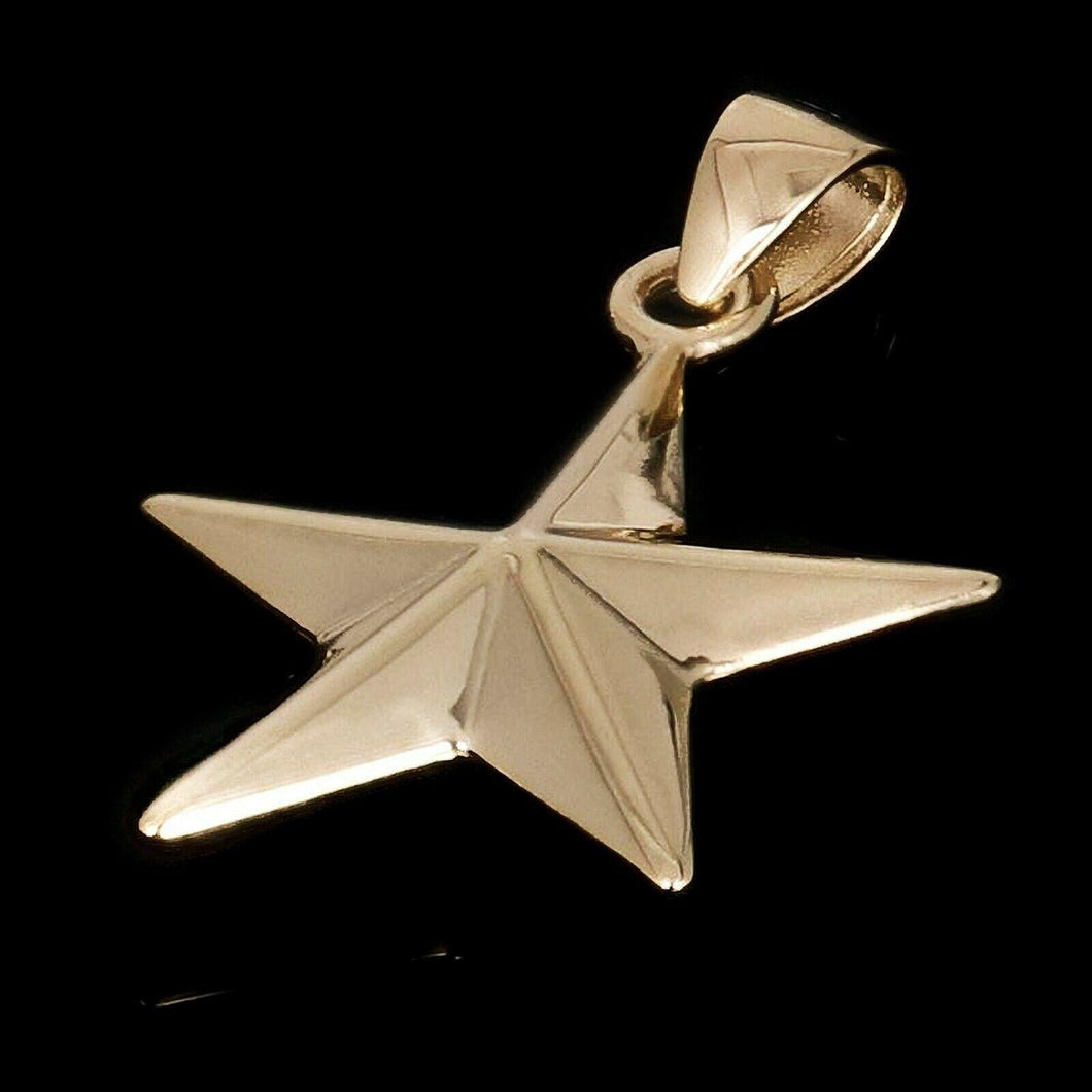 Italian 14k Yellow Gold 3D STAR Charm Pendant 22.6mm x 16.9mm 0.9 gram - Jewelry Store by Erik Rayo