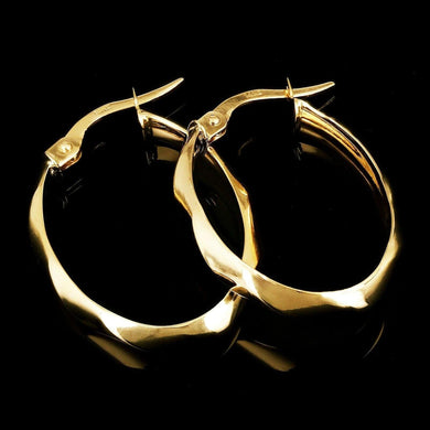 Italian 14k Yellow Gold Hollow High Polished Twisted Hoop Earrings 24mmx4mm 1.7g - Jewelry Store by Erik Rayo
