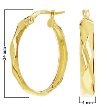 Load image into Gallery viewer, Italian 14k Yellow Gold Hollow High Polished Twisted Hoop Earrings 24mmx4mm 1.7g - Jewelry Store by Erik Rayo
