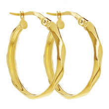 Load image into Gallery viewer, Italian 14k Yellow Gold Hollow High Polished Twisted Hoop Earrings 24mmx4mm 1.7g - Jewelry Store by Erik Rayo
