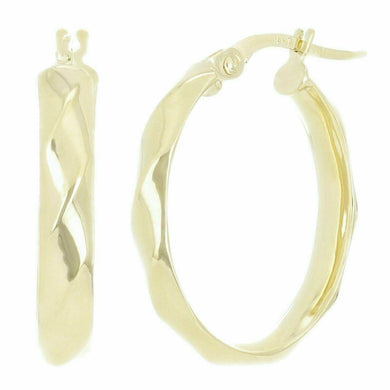 Italian 14k Yellow Gold Weave Oval Hoop Earrings 4mm - Jewelry Store by Erik Rayo