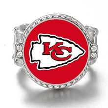 Load image into Gallery viewer, Kansas City Chiefs Ring Adjustable Jewelry Silver Plated Mens Womens Chain Football NFL Team - One Size Fits All - ErikRayo.com
