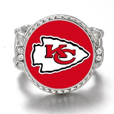 Kansas City Chiefs Ring Adjustable Jewelry Silver Plated Mens Womens Chain Football NFL Team - One Size Fits All - ErikRayo.com