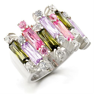 Kora Cocktail Ring - 925 Sterling Silver, AAA CZ , Multi Color - 37611 - Jewelry Store by Erik Rayo