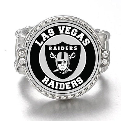 Las Vegas Oakland Raiders Ring Adjustable Jewelry Silver Plated Mens Womens Chain Football NFL Team - One Size Fits All - ErikRayo.com