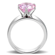 Load image into Gallery viewer, Light Pink Silver Womens Ring Solitaire Stainless Steel Zircoin Anillo Rosa y Plata Para Mujer Solitario Acero Inoxidable - ErikRayo.com
