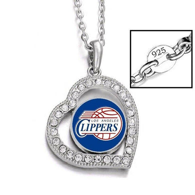 Los Angeles Clippers Womens Silver Link Chain Necklace With Pendant D19 - Jewelry Store by Erik Rayo