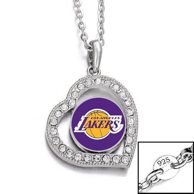 Los Angeles Lakers Womens Silver Link Chain Necklace With Pendant D19 - ErikRayo.com