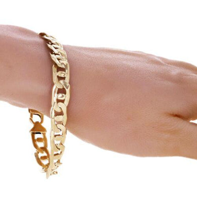 Men's 10k Yellow Gold Solid Mariner Bracelet Link Chain 7.5