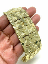 Load image into Gallery viewer, Men&#39;s 10k Yellow Gold Solid Nugget Bracelet Link 7.5&quot;- 8&quot; 31mm 87 grams - ErikRayo.com
