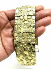 Load image into Gallery viewer, Men&#39;s 10k Yellow Gold Solid Nugget Bracelet Link 7.5&quot;- 8&quot; 31mm 87 grams - ErikRayo.com

