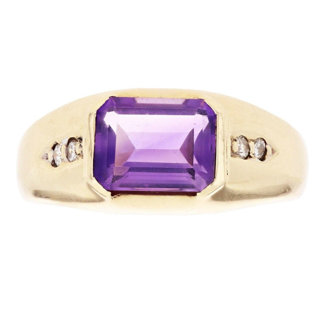 Men's 14k Yellow Gold 0.05ctw Amethyst & Diamond Wedding Ring Size 9.5 - Jewelry Store by Erik Rayo