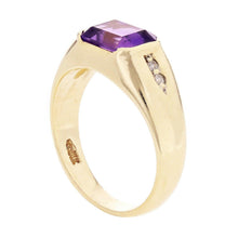 Load image into Gallery viewer, Men&#39;s 14k Yellow Gold 0.05ctw Amethyst &amp; Diamond Wedding Ring Size 9.5 - Jewelry Store by Erik Rayo
