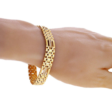 Men's 14k Yellow Gold 0.65ctw Diamond Watch Link Bracelet 8