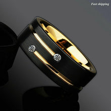 Load image into Gallery viewer, Men&#39;s Band Ring Stainless Steel 8mm Vegas Black and Gold - Jewelry Store by Erik Rayo
