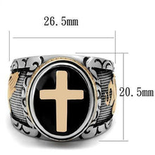 Load image into Gallery viewer, Men&#39;s Ring Cross Black Silver &amp; Gold Stainless Steel Christian - Jewelry Store by Erik Rayo
