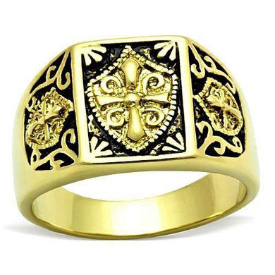 Men's Ring Mason Freemason Templar Knights Black Shield Stainless Steel Gold EP - ErikRayo.com
