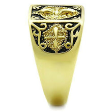 Load image into Gallery viewer, Men&#39;s Ring Mason Freemason Templar Knights Black Shield Stainless Steel Gold EP - Jewelry Store by Erik Rayo
