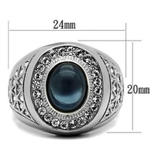 Load image into Gallery viewer, Men&#39;s Ring Oval Cut Dark Blue Dome Stainless Steel - ErikRayo.com
