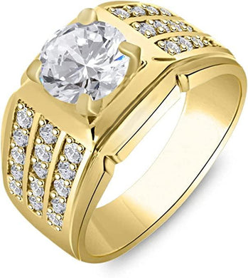 Men's Ring Round Cut Bold 3.5ct Brilliant CZ Stainless Steel Ring - ErikRayo.com