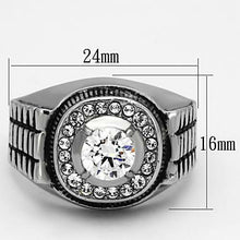 Load image into Gallery viewer, Men&#39;s Ring Round Halo Stainless Steel Raised CZ Bold Silver Tone Ring Size 8-13 - Jewelry Store by Erik Rayo
