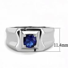 Load image into Gallery viewer, Men&#39;s Sapphire Ring Stainless Steel Round Dark Blue Montana CZ Square - Jewelry Store by Erik Rayo
